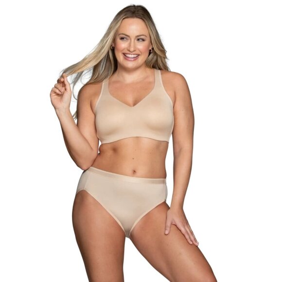 2/$30 Vanity Fair Beyond Comfort Simple Sizing Wireless Bra Damask Neutral #9436 - Picture 1 of 15